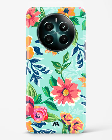 Flower Print on Canvas Hard Case Phone Cover (Realme)