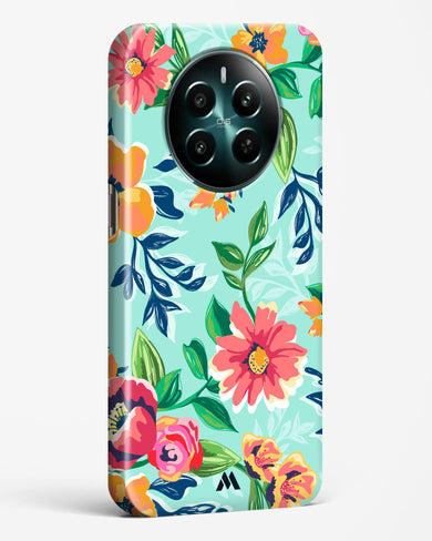 Flower Print on Canvas Hard Case Phone Cover (Realme)