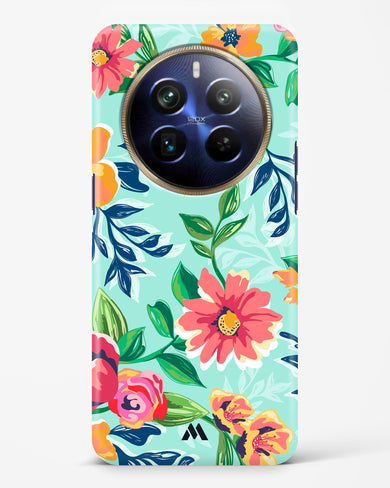 Flower Print on Canvas Hard Case Phone Cover (Realme)