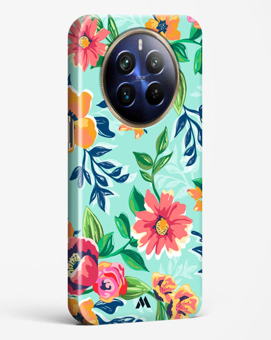 Flower Print on Canvas Hard Case Phone Cover (Realme)