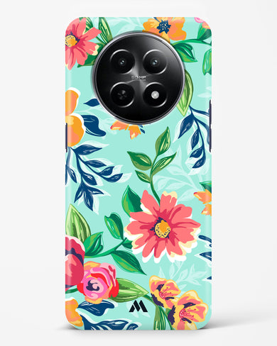 Flower Print on Canvas Hard Case Phone Cover (Realme)