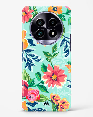 Flower Print on Canvas Hard Case Phone Cover (Realme)