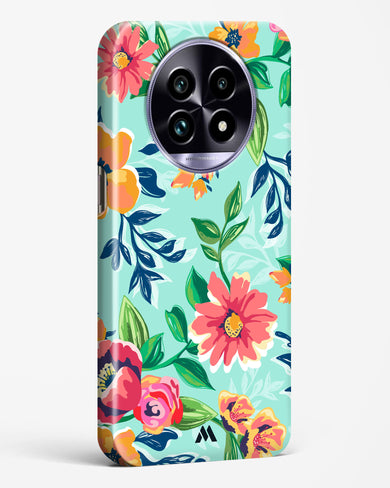 Flower Print on Canvas Hard Case Phone Cover (Realme)