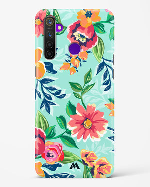 Flower Print on Canvas Hard Case Phone Cover (Realme)