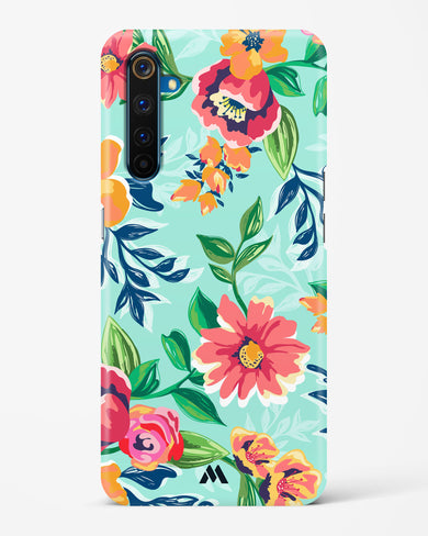 Flower Print on Canvas Hard Case Phone Cover-(Realme)