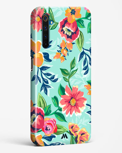 Flower Print on Canvas Hard Case Phone Cover-(Realme)