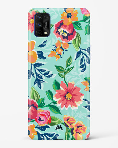 Flower Print on Canvas Hard Case Phone Cover (Realme)