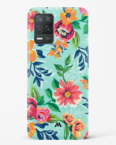 Flower Print on Canvas Hard Case Phone Cover-(Realme)