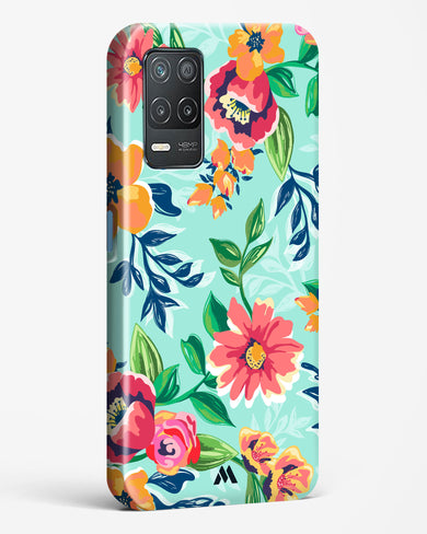 Flower Print on Canvas Hard Case Phone Cover-(Realme)