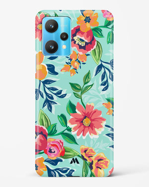 Flower Print on Canvas Hard Case Phone Cover-(Realme)