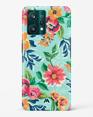 Flower Print on Canvas Hard Case Phone Cover-(Realme)