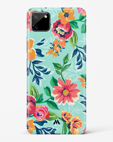 Flower Print on Canvas Hard Case Phone Cover-(Realme)