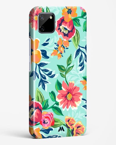 Flower Print on Canvas Hard Case Phone Cover-(Realme)