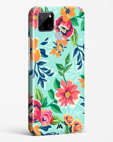 Flower Print on Canvas Hard Case Phone Cover-(Realme)