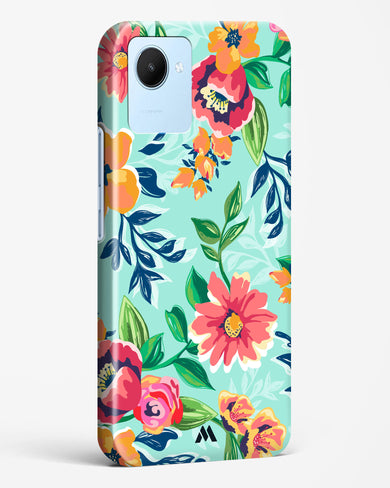 Flower Print on Canvas Hard Case Phone Cover-(Realme)