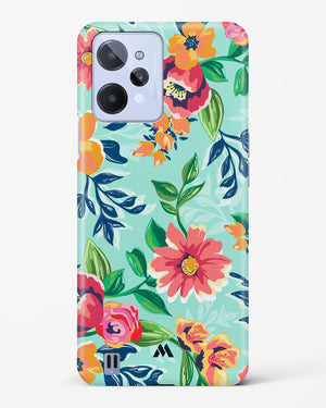 Flower Print on Canvas Hard Case Phone Cover (Realme)