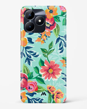 Flower Print on Canvas Hard Case Phone Cover (Realme)