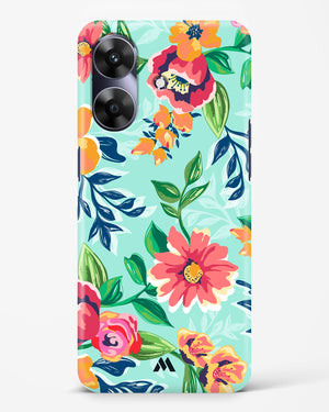 Flower Print on Canvas Hard Case Phone Cover (Realme)