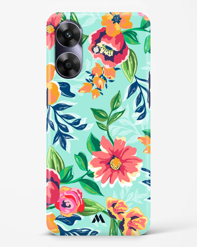 Flower Print on Canvas Hard Case Phone Cover (Realme)