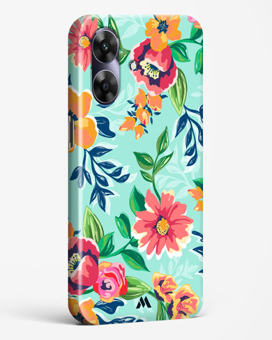 Flower Print on Canvas Hard Case Phone Cover (Realme)