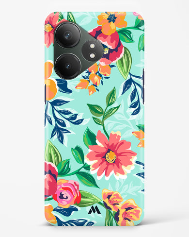 Flower Print on Canvas Hard Case Phone Cover (Realme)