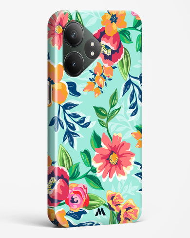 Flower Print on Canvas Hard Case Phone Cover (Realme)