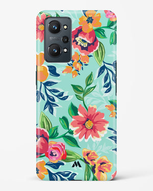 Flower Print on Canvas Hard Case Phone Cover (Realme)