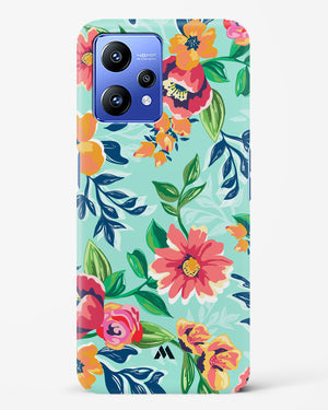 Flower Print on Canvas Hard Case Phone Cover (Realme)