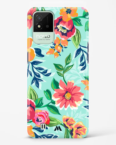 Flower Print on Canvas Hard Case Phone Cover (Realme)