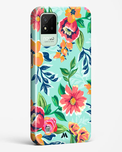 Flower Print on Canvas Hard Case Phone Cover (Realme)