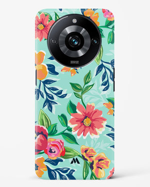 Flower Print on Canvas Hard Case Phone Cover-(Realme)