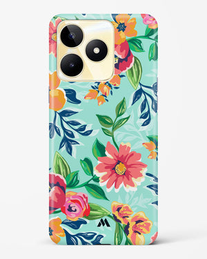 Flower Print on Canvas Hard Case Phone Cover (Realme)
