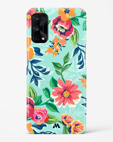 Flower Print on Canvas Hard Case Phone Cover-(Realme)