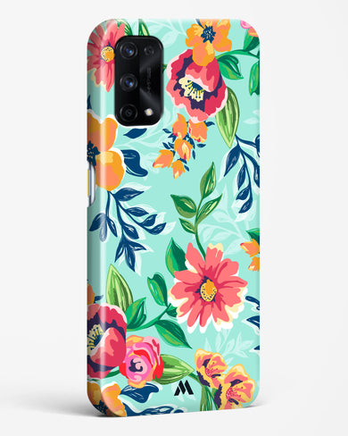 Flower Print on Canvas Hard Case Phone Cover-(Realme)