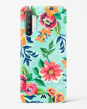 Flower Print on Canvas Hard Case Phone Cover-(Realme)