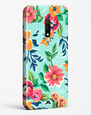 Flower Print on Canvas Hard Case Phone Cover (Realme)