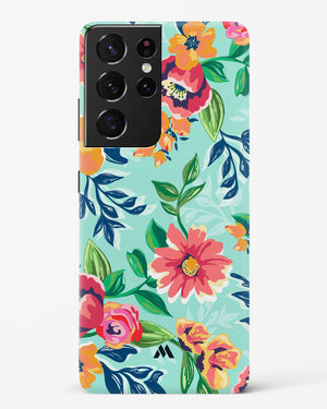 Flower Print on Canvas Hard Case Phone Cover-(Samsung)