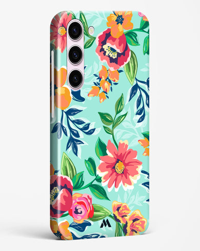 Flower Print on Canvas Hard Case Phone Cover-(Samsung)