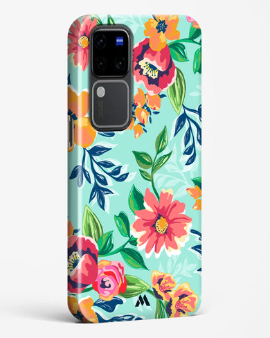 Flower Print on Canvas Hard Case Phone Cover (Vivo)