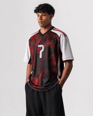 Dragonfire Crimson Jersey | V-Neck Oversized T-Shirt