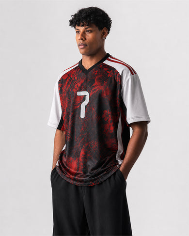 Dragonfire Crimson Jersey | V-Neck Oversized T-Shirt