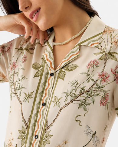 Botanical Dragonfly Reverie | Women Summer Shirt