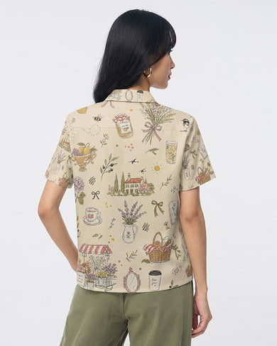 Cottage Garden Sketchbook | Women Summer Shirt