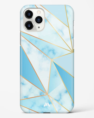 Marble Triangles Gold and Blue Hard Case Phone Cover-(Apple)