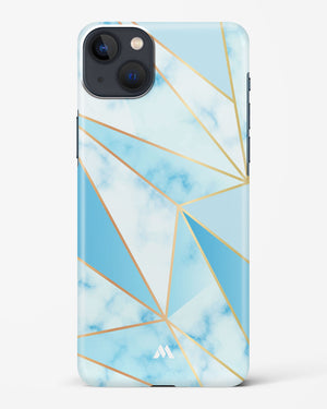 Marble Triangles Gold and Blue Hard Case iPhone 14