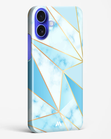 Marble Triangles Gold and Blue Hard Case Phone Cover (Apple)