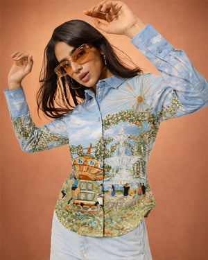 Celestial Garden Women Fitted Shirt