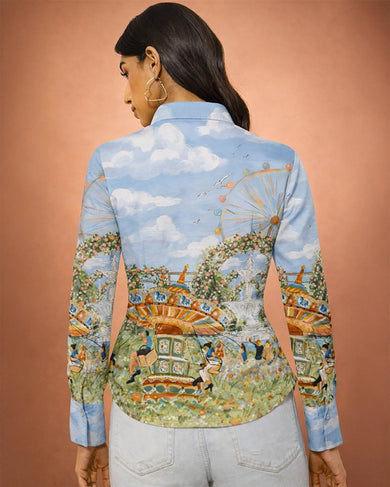 Celestial Garden Women Fitted Shirt