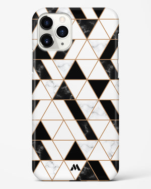 Black on White Patchwork Marble Hard Case Phone Cover (Apple)
