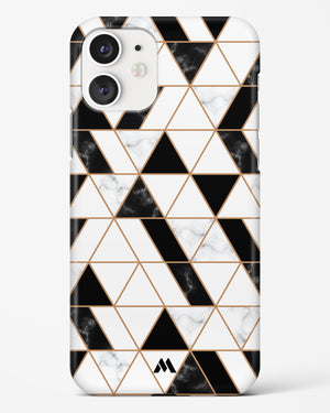 Black on White Patchwork Marble Hard Case iPhone 11